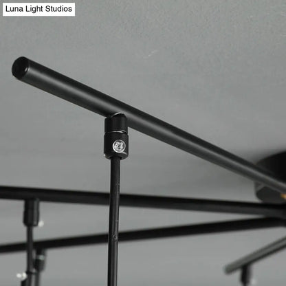 Lámpara de araña moderna negra con forma de estrella y cristal opalino - Elegante lámpara colgante para dormitorio - 4/7/9 luces