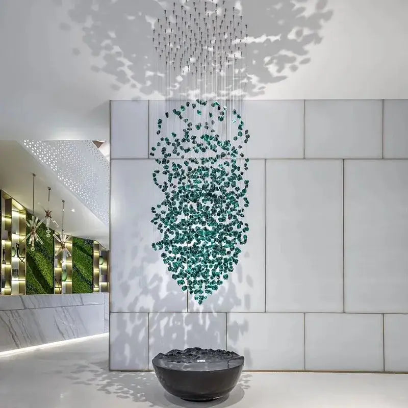 Modern black stone crystal chandelier hallway pendant light with emerald-green glass beads from decorbites crystal chandelier collection