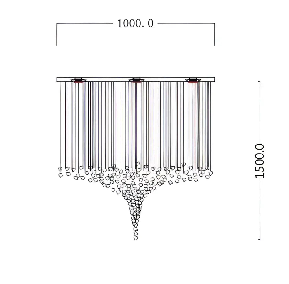 Modern black stone crystal chandelier with minimalist vertical rods and cascading elements by decorbites crystal chandelier