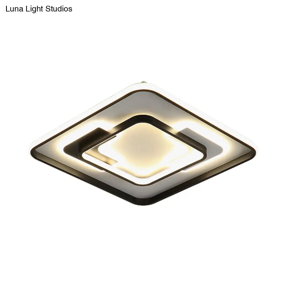 DecorBites™ DecorBites™ Modern Black Super Thin LED Flush Mount Ceiling Lamp in Warm/White Light