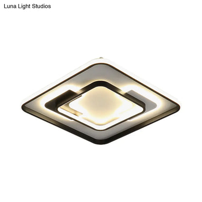 DecorBites™ DecorBites™ Modern Black Super Thin LED Flush Mount Ceiling Lamp in Warm/White Light