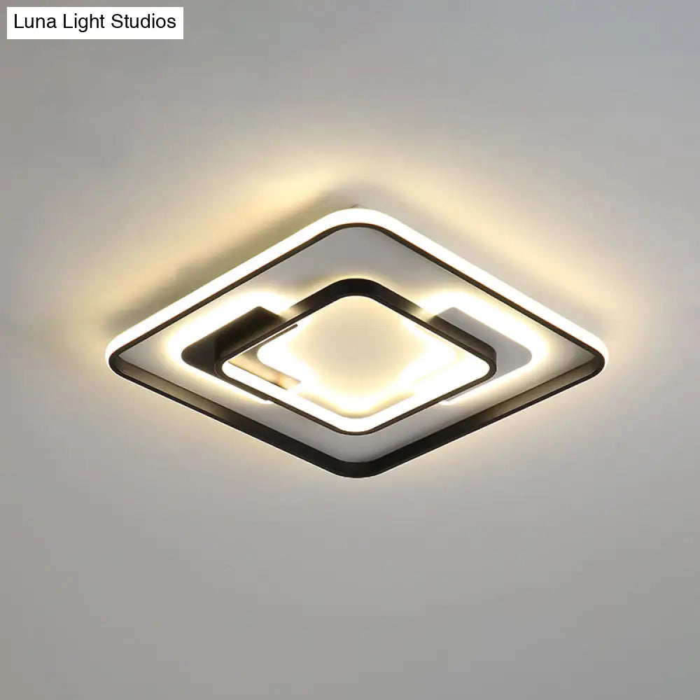 DecorBites™ DecorBites™ Modern Black Super Thin LED Flush Mount Ceiling Lamp in Warm/White Light