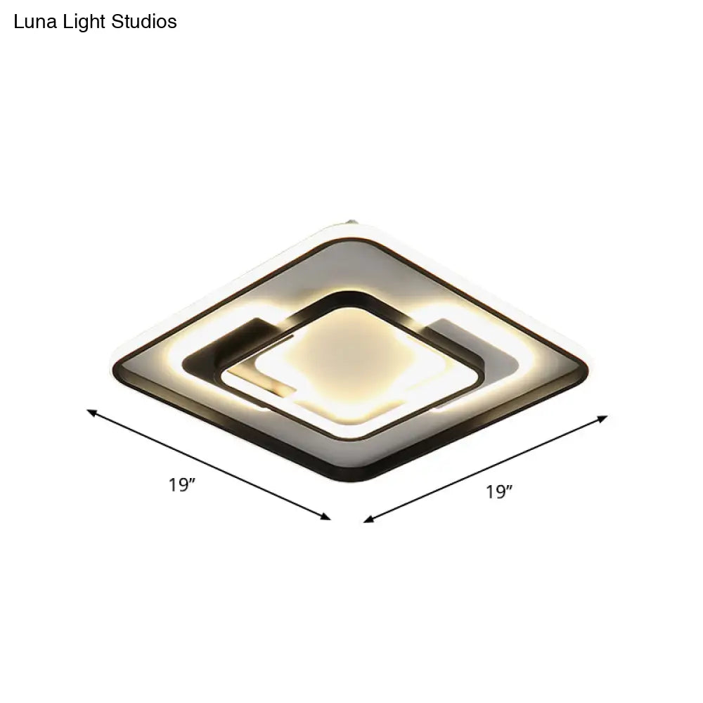 DecorBites™ DecorBites™ Modern Black Super Thin LED Flush Mount Ceiling Lamp in Warm/White Light