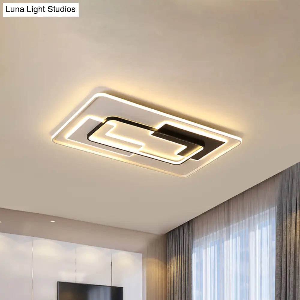 DecorBites™ DecorBites™ Modern Black Super Thin LED Flush Mount Ceiling Lamp in Warm/White Light