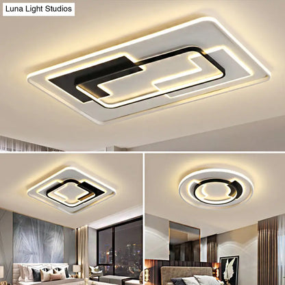 DecorBites™ DecorBites™ Modern Black Super Thin LED Flush Mount Ceiling Lamp in Warm/White Light