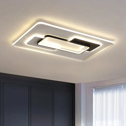 DecorBites™ DecorBites™ Modern Black Super Thin LED Flush Mount Ceiling Lamp in Warm/White Light