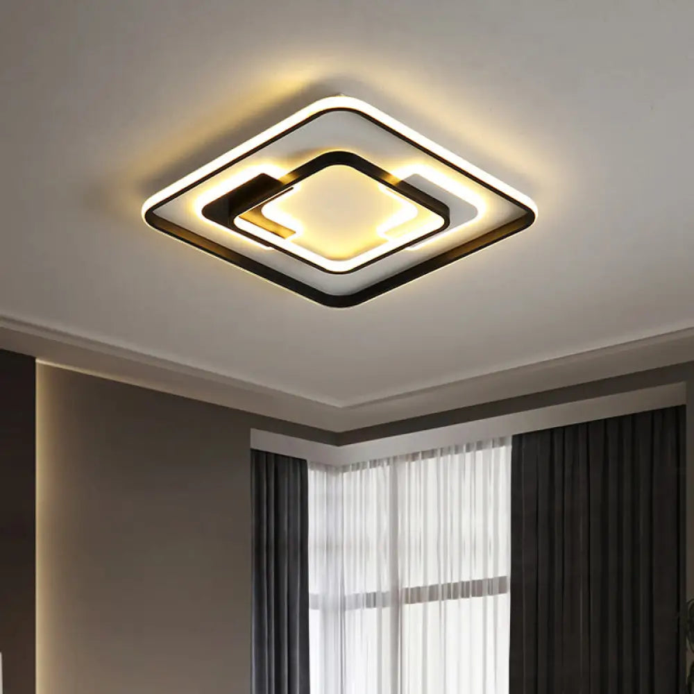 DecorBites™ DecorBites™ Modern Black Super Thin LED Flush Mount Ceiling Lamp in Warm/White Light