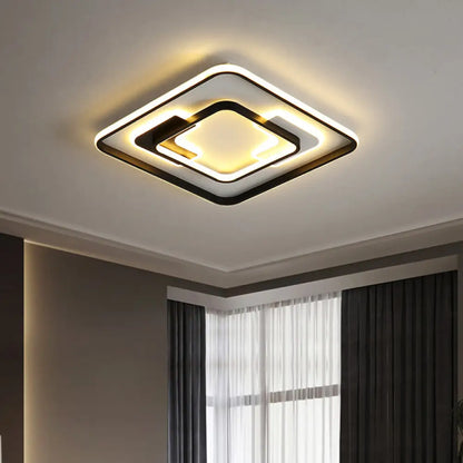 DecorBites™ DecorBites™ Modern Black Super Thin LED Flush Mount Ceiling Lamp in Warm/White Light