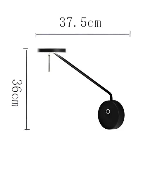 Black circular wall lamp with curved arm and mounting bracket for minimalist bedroom decorbites black telescopic wall lighting