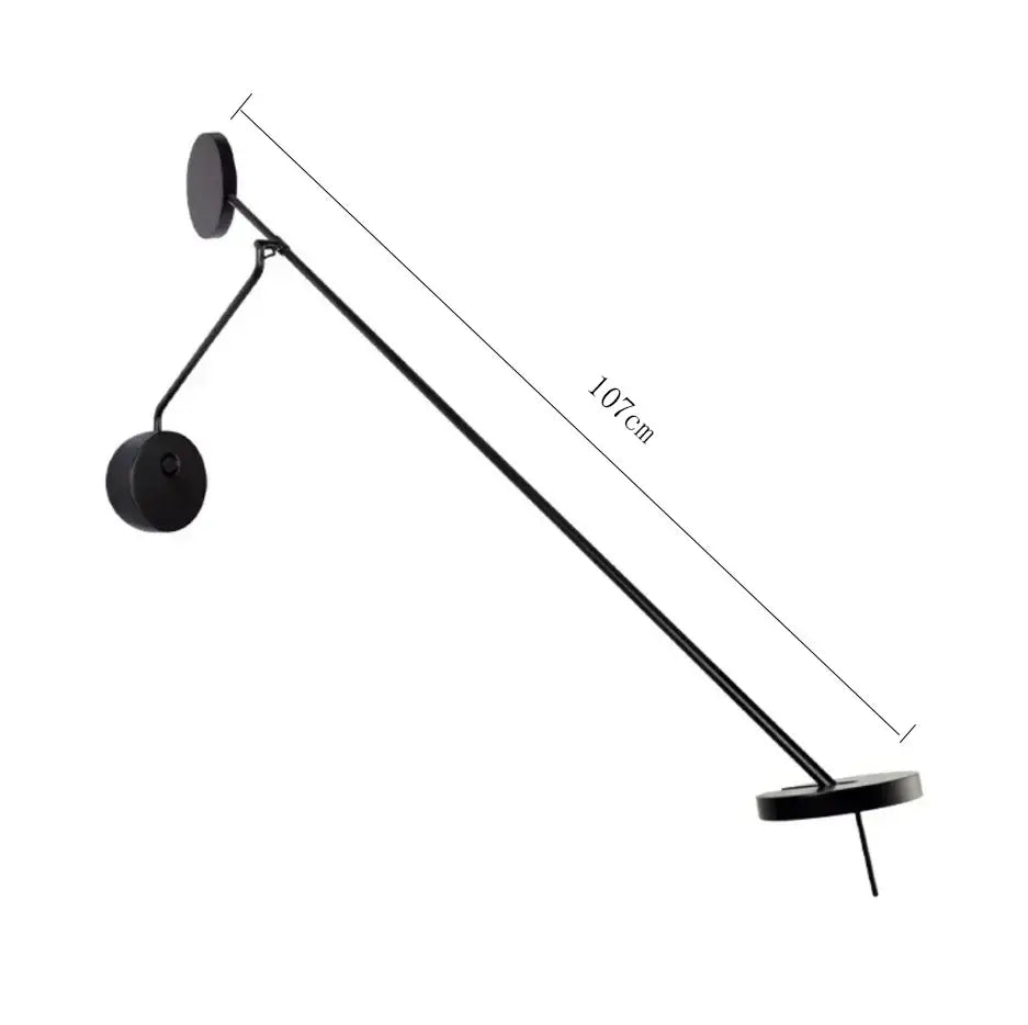 Black telescopic wall lamp with sleek articulated arm and circular fixtures for minimalist bedroom lighting decorbites black telescopic