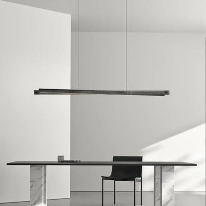 Modern black textured bar shape pendant light with minimalist linear design for dining room decorbites bar shape