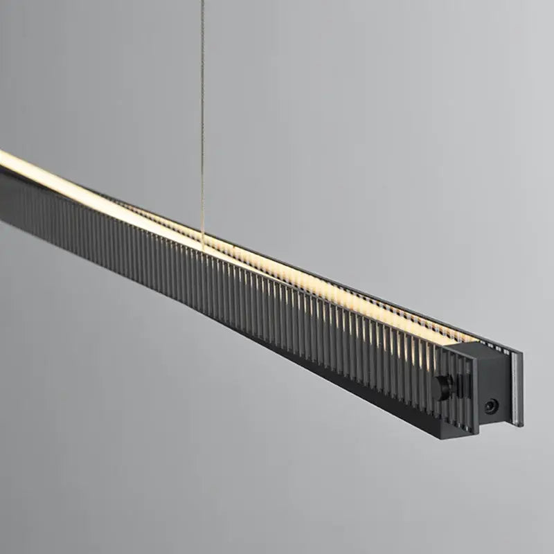 Modern black textured bar shape pendant light with matte finish ribbed design and warm led illumination for dining room decorbites bar shape