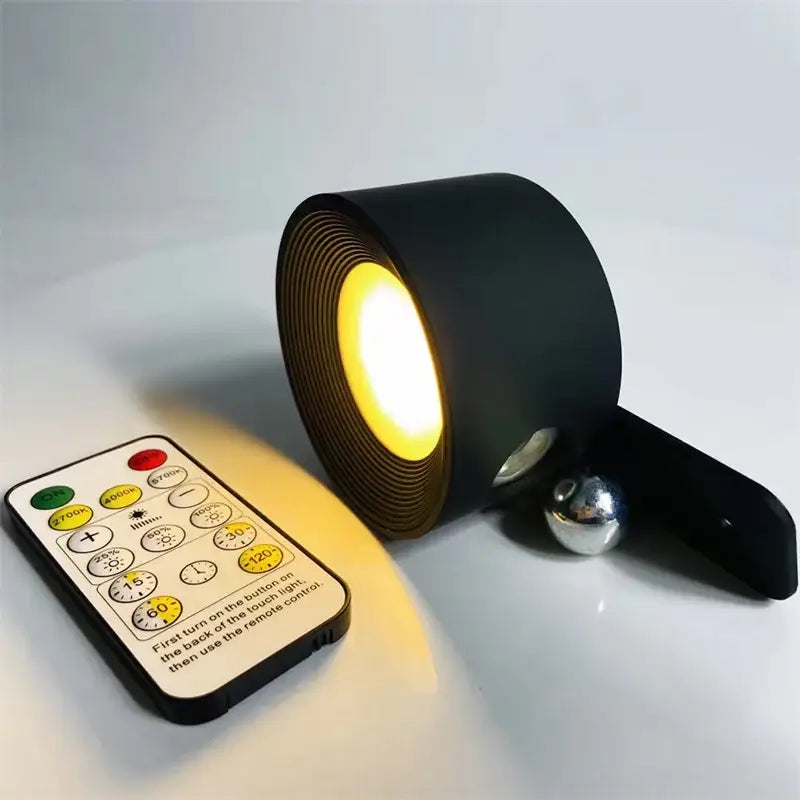 Modern black textured led wall light with concentric ridges and warm light by decorbites led wall decor with remote control
