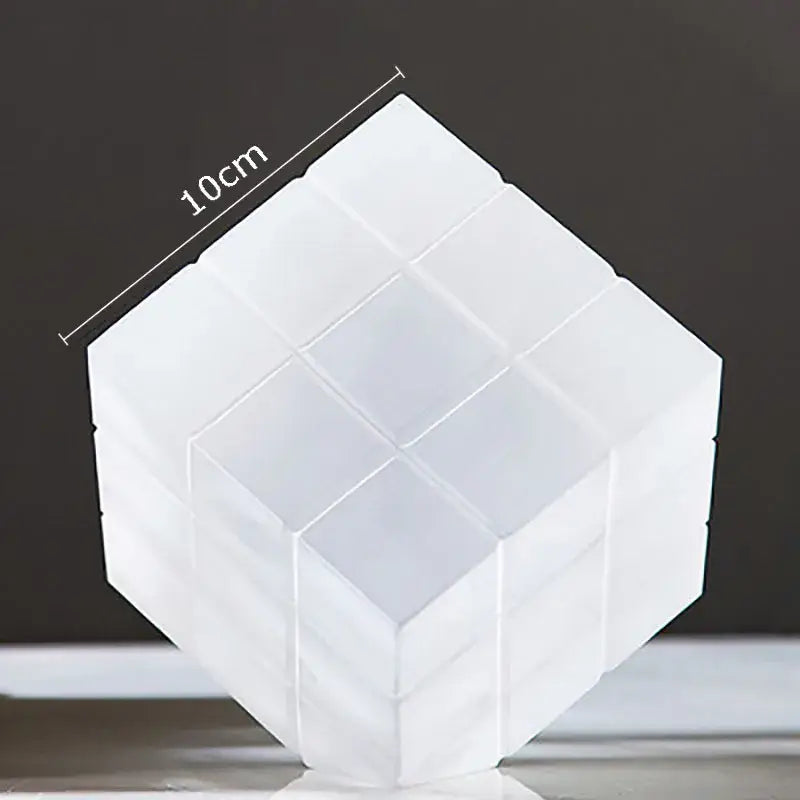 A translucent white cube storage box 10cm in size for modern black and transparent decorbites crystal magic desk ornament