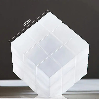 White translucent plastic cube with 8cm sides designed as a modular crystal magic cube desk ornament decorbites crystal magic