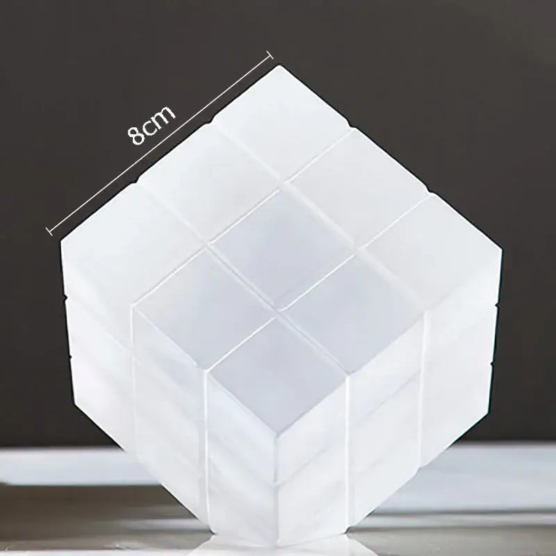White translucent plastic cube with 8cm sides designed as a modular crystal magic cube desk ornament decorbites crystal magic
