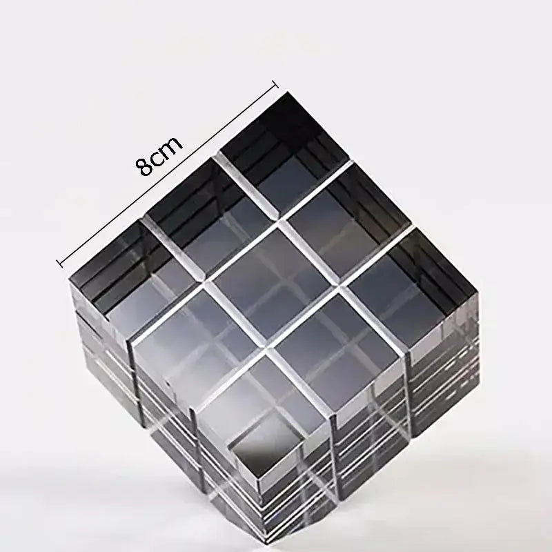 Black 8cm cube-shaped modern desk ornament with glossy finish and grid design for decorbites crystal magic cube decor