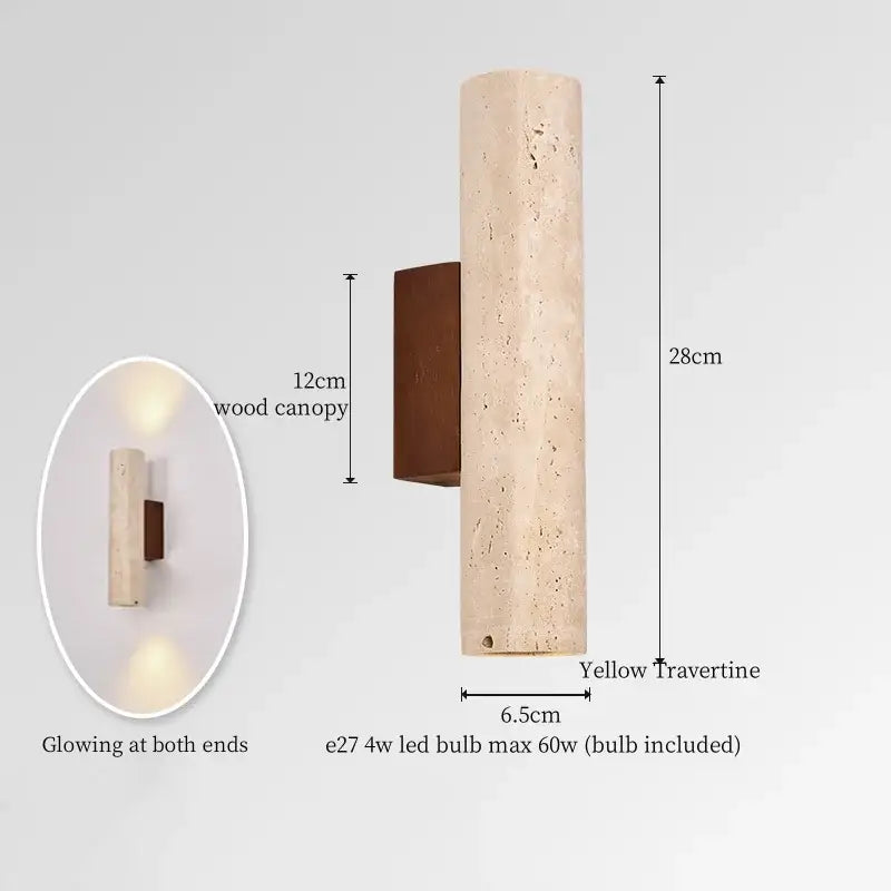 Yellow travertine wall lights with black travertine dark wood canopy modern decorbites black travertine sconce