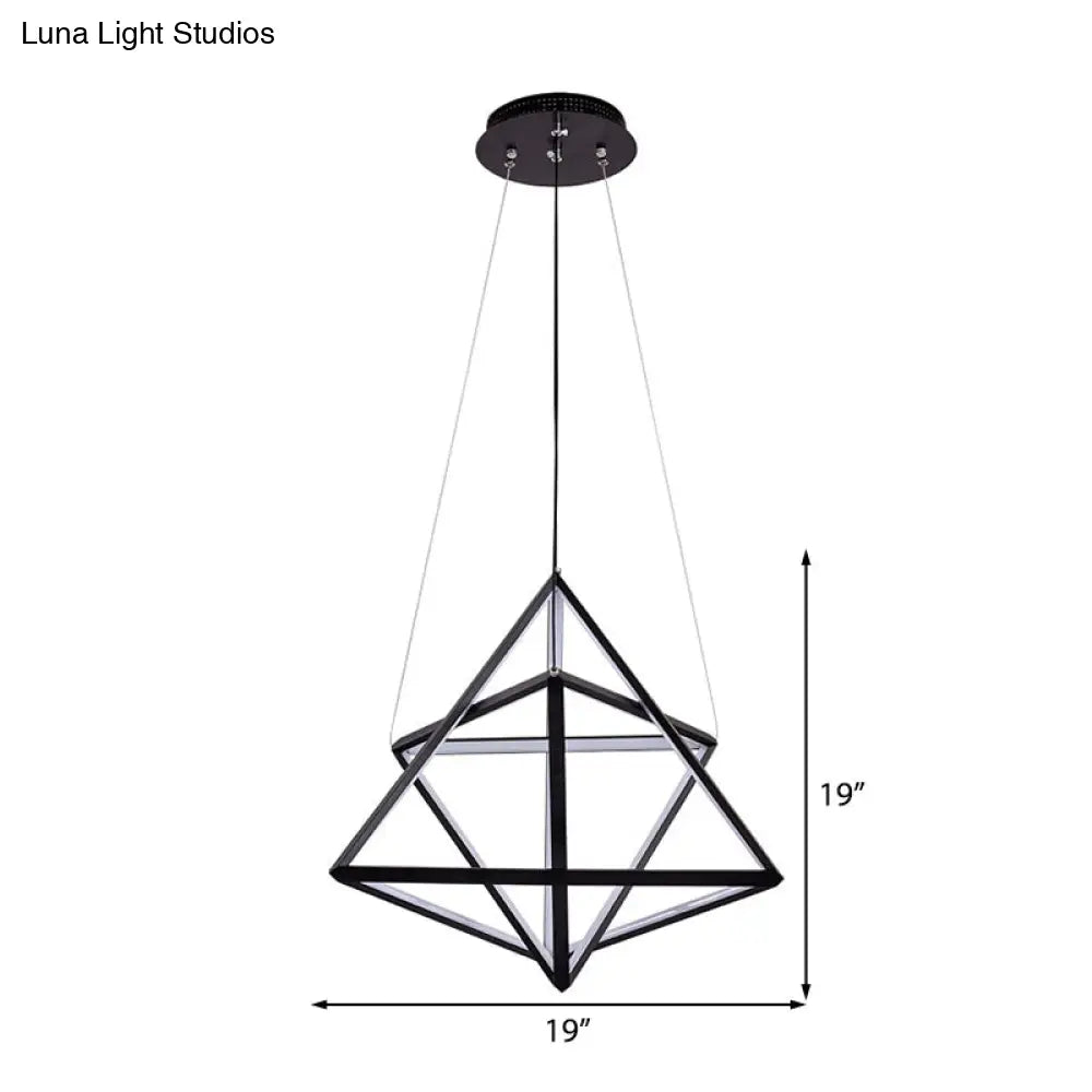 Lámpara de araña LED triangular negra moderna de acrílico - Elegante lámpara colgante para comedor