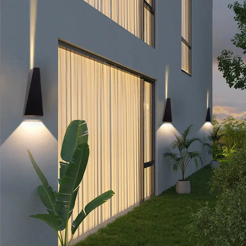 Modern black triangular led wall light sconce with warm focused lighting perfect for decorbites led wall use