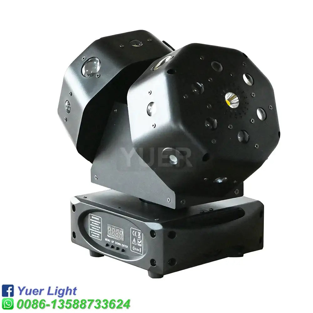Black octagonal modern stage light with digital display and multiple lenses for decorbites dual led strobe use