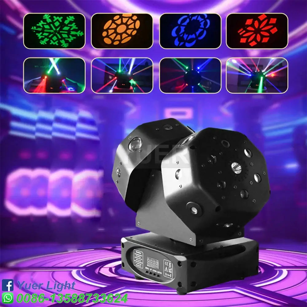 Modern black triple cube stage light decorbites dual led strobe with multiple lens ports and control panel for party use