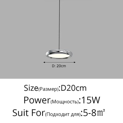 Modern chrome finished circular pendant light with sleek minimalist design in black triple ring iron pendant chandelier for kitchen lighting