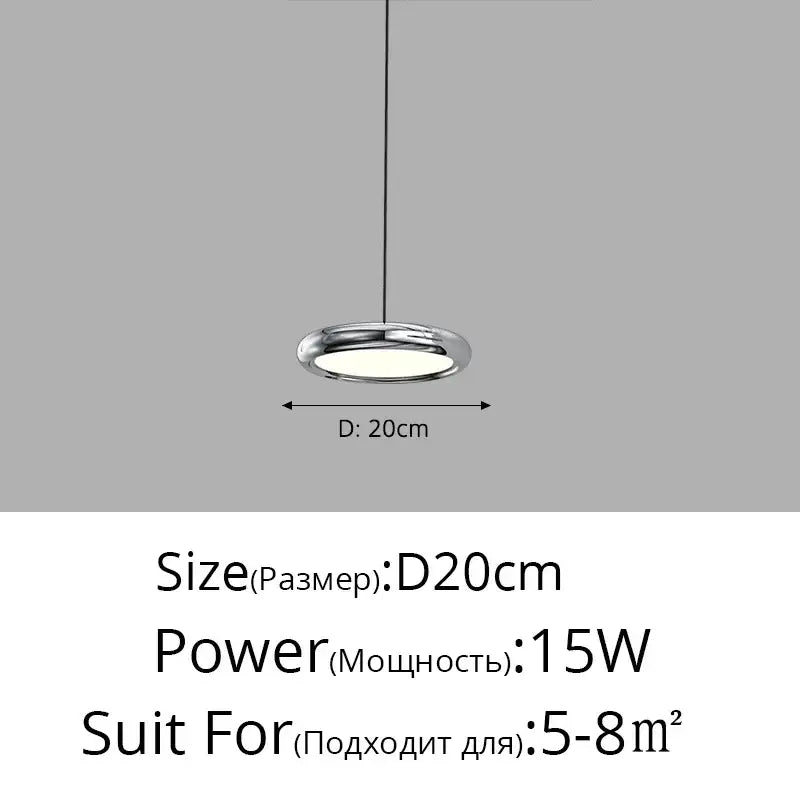 Modern chrome finished circular pendant light with sleek minimalist design in black triple ring iron pendant chandelier for kitchen lighting