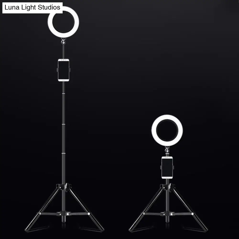 DecorBites™ DecorBites™ Modern Black Tripod LED Ring Vanity Light with Metallic Finish and Flush Mount Design