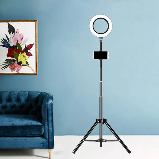 DecorBites™ DecorBites™ Modern Black Tripod LED Ring Vanity Light with Metallic Finish and Flush Mount Design