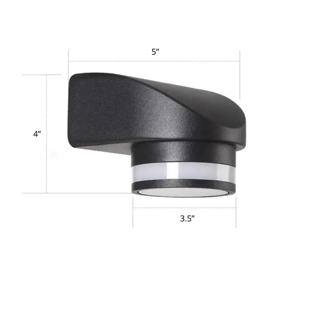 Modern black tubular metal wall washer sconce with sleek design and silver accent ring for outdoor backyard lighting
