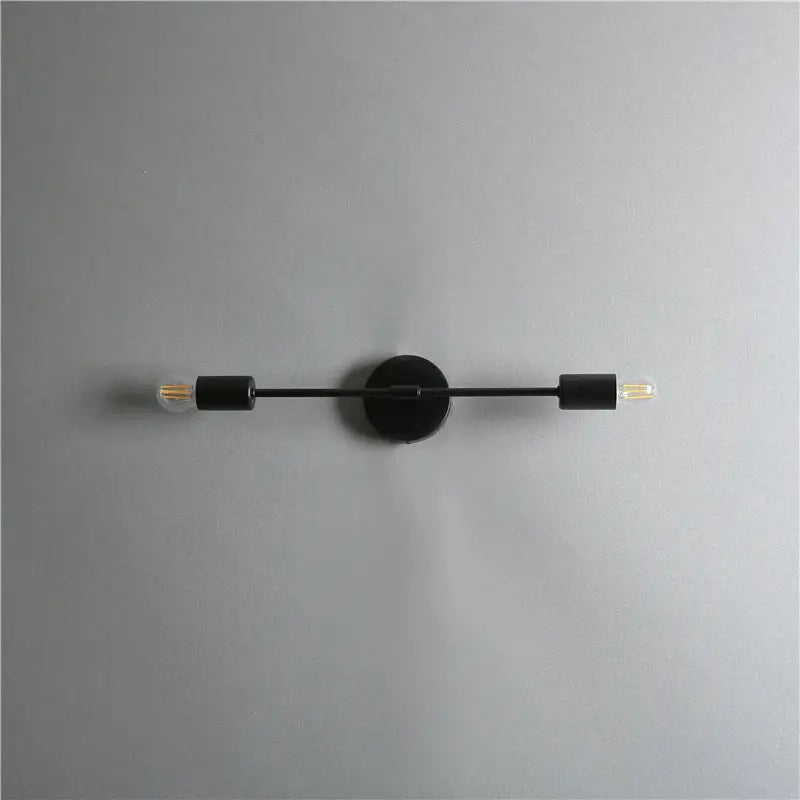 Modern black two arm led wall lamp with exposed filament bulbs for bedroom vanity led wall lighting