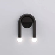 Modern black u-shaped led wall lamp with two glowing spherical bulbs ideal for bedroom decorbites led wall lamp
