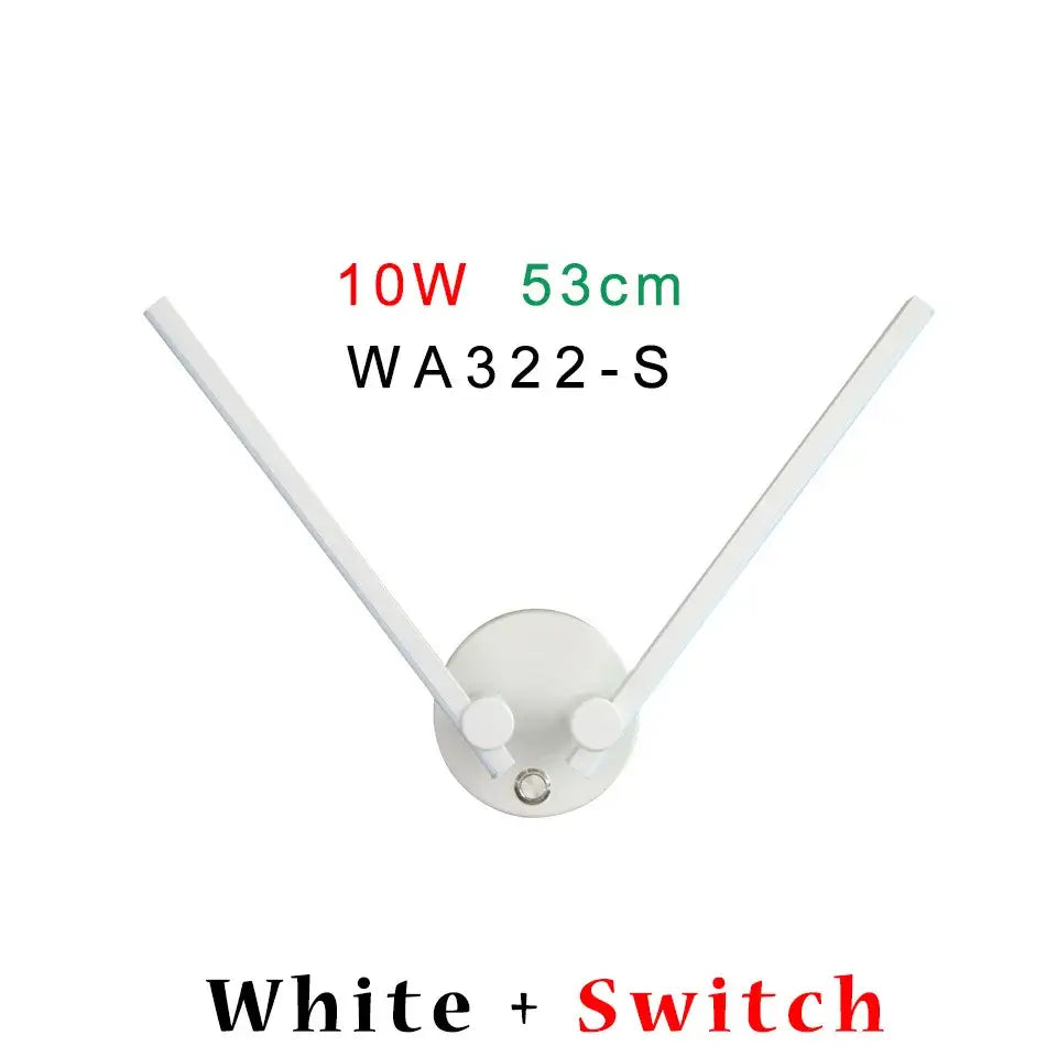 Modern white wa322-s wall light with two angled arms and central switch decorbites double arm adjustable fixture