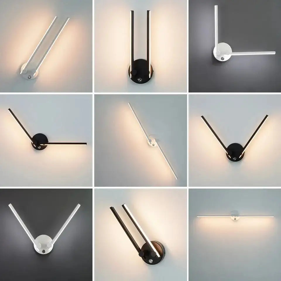 Modern black v-shaped double arm adjustable wall light with integrated led lighting for bedroom decorbites double arm wall light