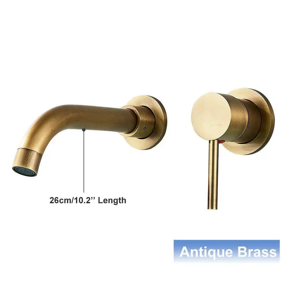 Antique brass basin faucet with curved spout and cylindrical handle for decorbites black wall mounted bathroom mixer tap