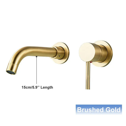 Brushed gold basin faucet with sleek modern design and matching handle for decorbites black wall mounted bathroom tap