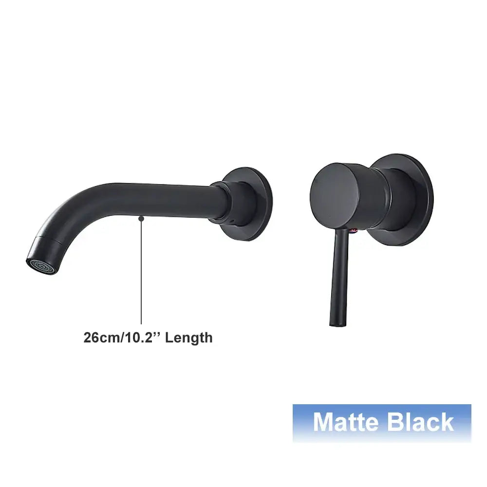 Matte black wall mounted basin faucet with sleek modern design and matching cylindrical handle for bathroom decorbites black wall