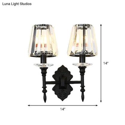 DecorBites™ DecorBites™ Modern Black Wall Mounted Lamp with Crystal Block Shade - 1/2-Light Bedside Wall Lighting