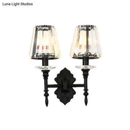 DecorBites™ DecorBites™ Modern Black Wall Mounted Lamp with Crystal Block Shade - 1/2-Light Bedside Wall Lighting