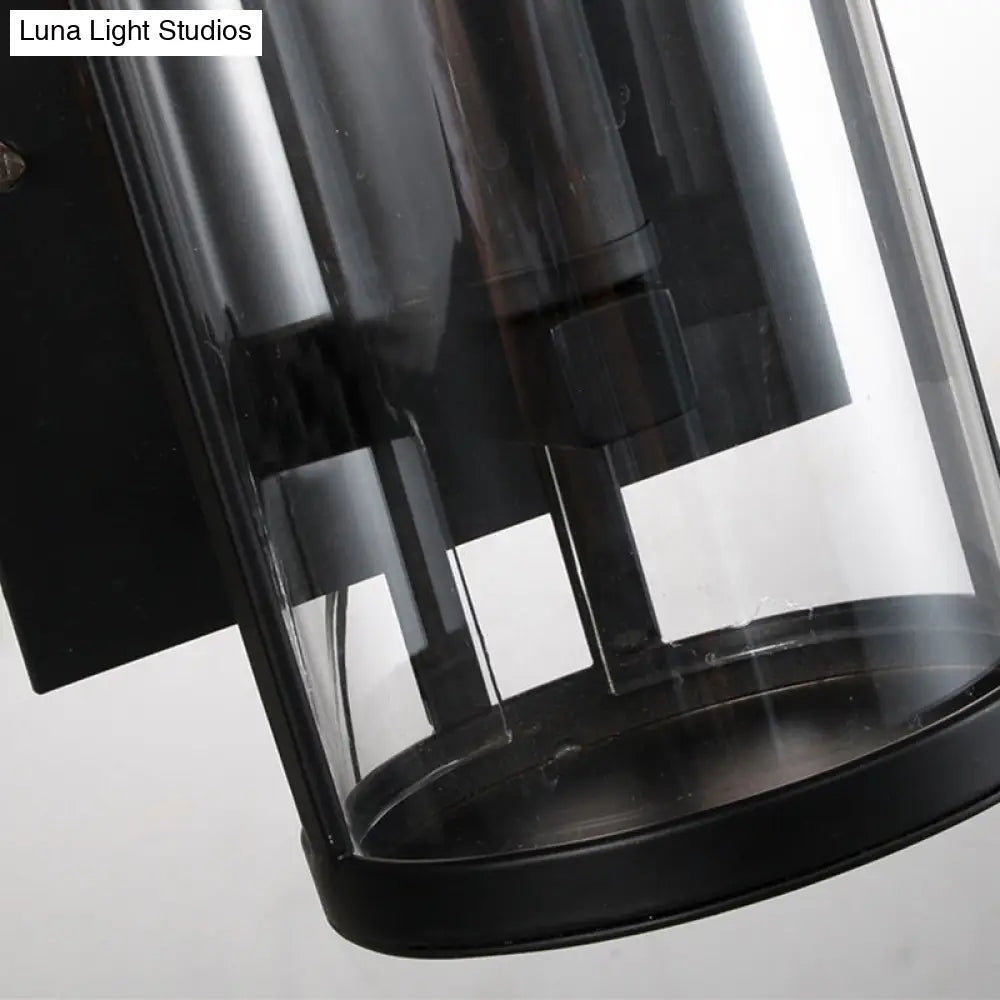 Aplique de pared moderno negro DecorBites™ con bombilla cilíndrica de cristal transparente – Lámpara de pared