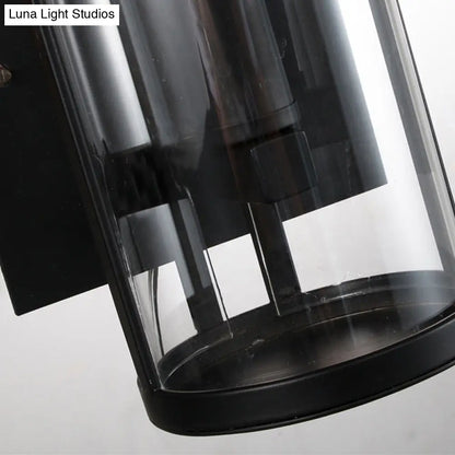 Aplique de pared moderno negro DecorBites™ con bombilla cilíndrica de cristal transparente – Lámpara de pared