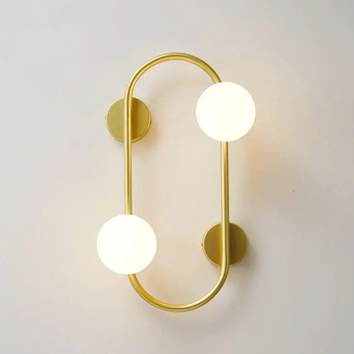 Modern black wall sconce with frosted glass globes and a brass led wall metal frame for bedroom decorbites brass led lighting
