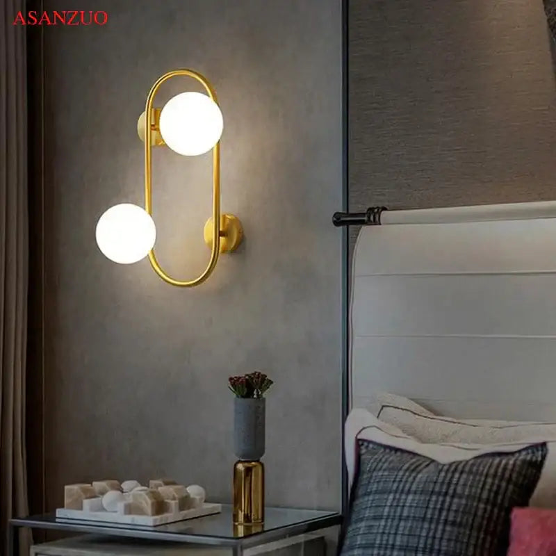 Modern black wall sconce with frosted glass globes and brass led wall sconce decorbites brass led design for bedroom lighting