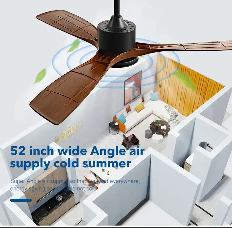 Modern black walnut ceiling fan with brown wooden blades black hub led light and remote control for bedroom use