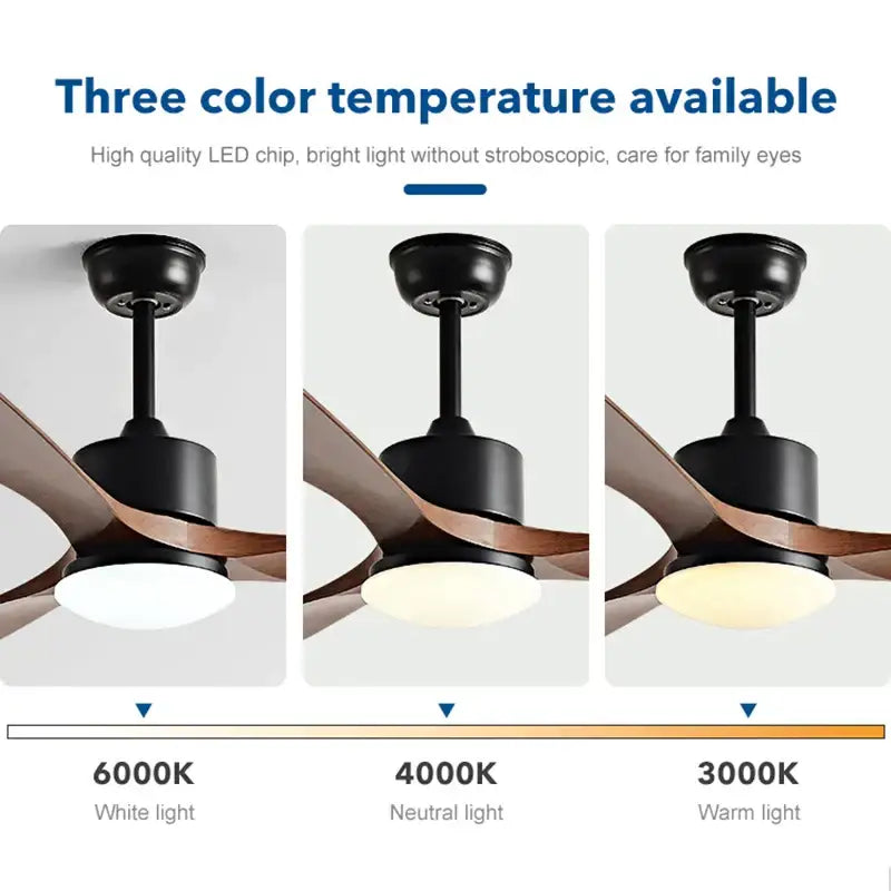 Modern black walnut ceiling fan with wooden blades frosted glass led light and remote control for bedroom use