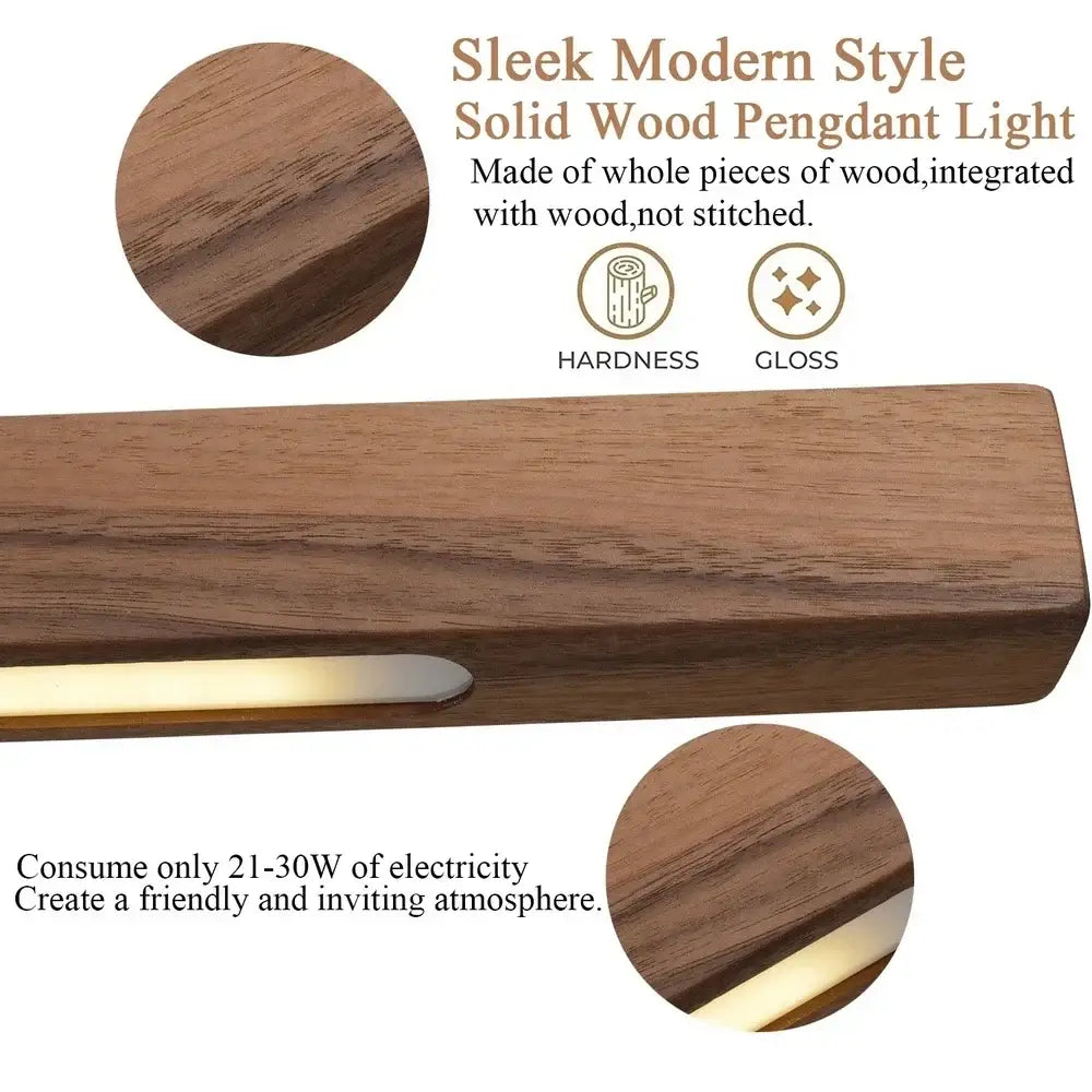 Modern black walnut led pendant light with warm brown finish and integrated led lighting for black walnut dining decorbites