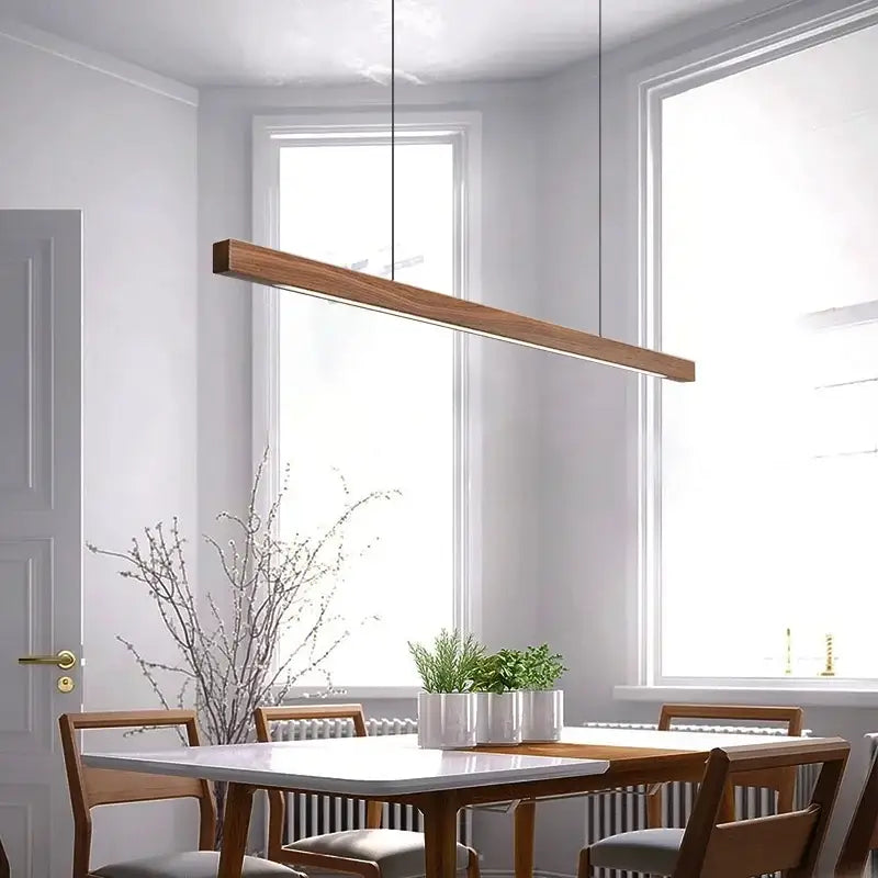 Modern black walnut led pendant light with sleek rectangular design and warm finish for black walnut dining decorbites