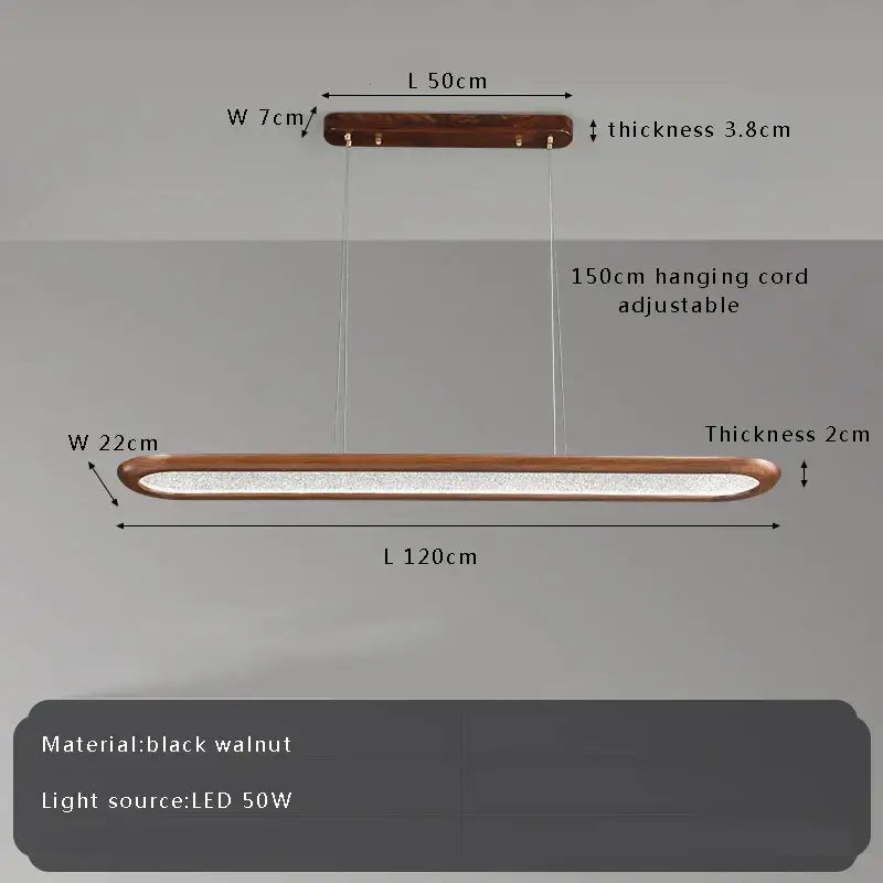 Modern black walnut wooden dining room led pendant lamp with sleek rectangular design and warm ambient glow ceiling chandelier decorbites black walnut
