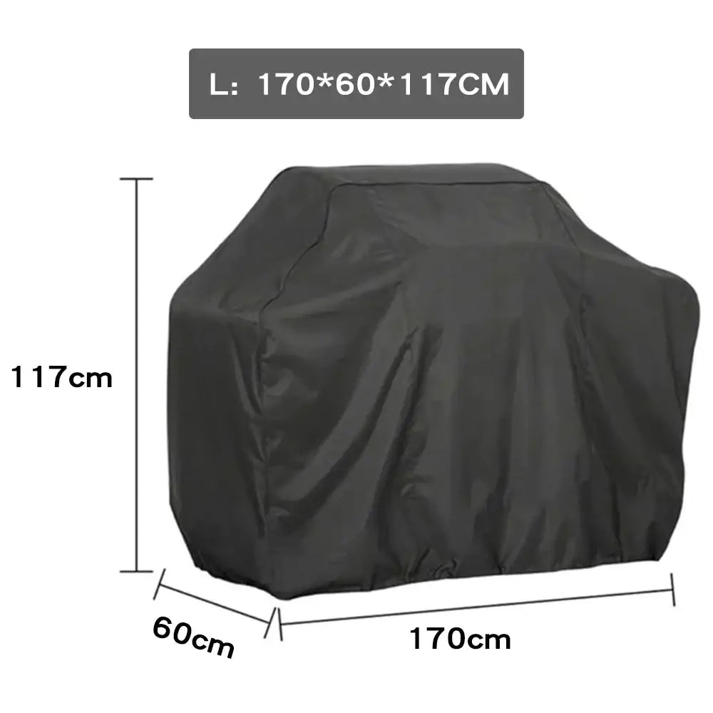 Modern black waterproof bbq grill cover 170x60x117cm designed to protect outdoor bbq grill from weather elements